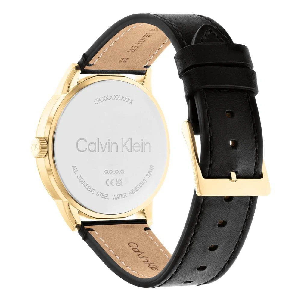 商品Calvin Klein|Men's Black Leather Strap Watch 43mm,价格¥1347,第3张图片详细描述