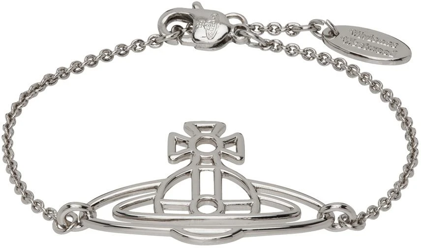 商品Vivienne Westwood|Silver Thin Lines Flat Orb Bracelet,价格¥893,第1张图片