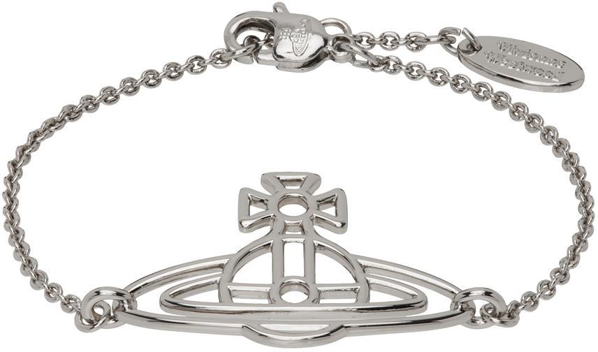 商品Vivienne Westwood|Silver Thin Lines Flat Orb Bracelet,价格¥834,第1张图片