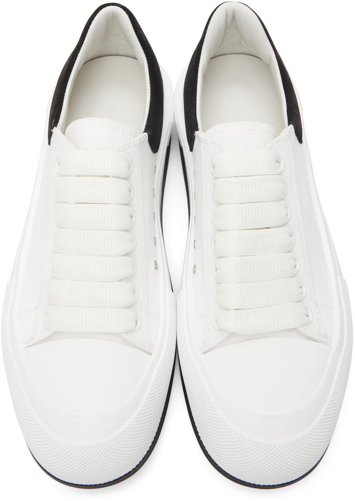 White & Black Deck Plimsoll Sneakers商品第5张图片规格展示