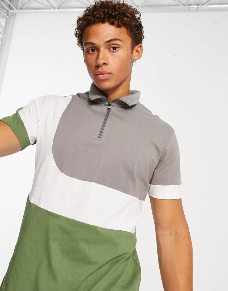 商品American Stitch|American Stitch half zip polo shirt in green,价格¥210,第1张图片