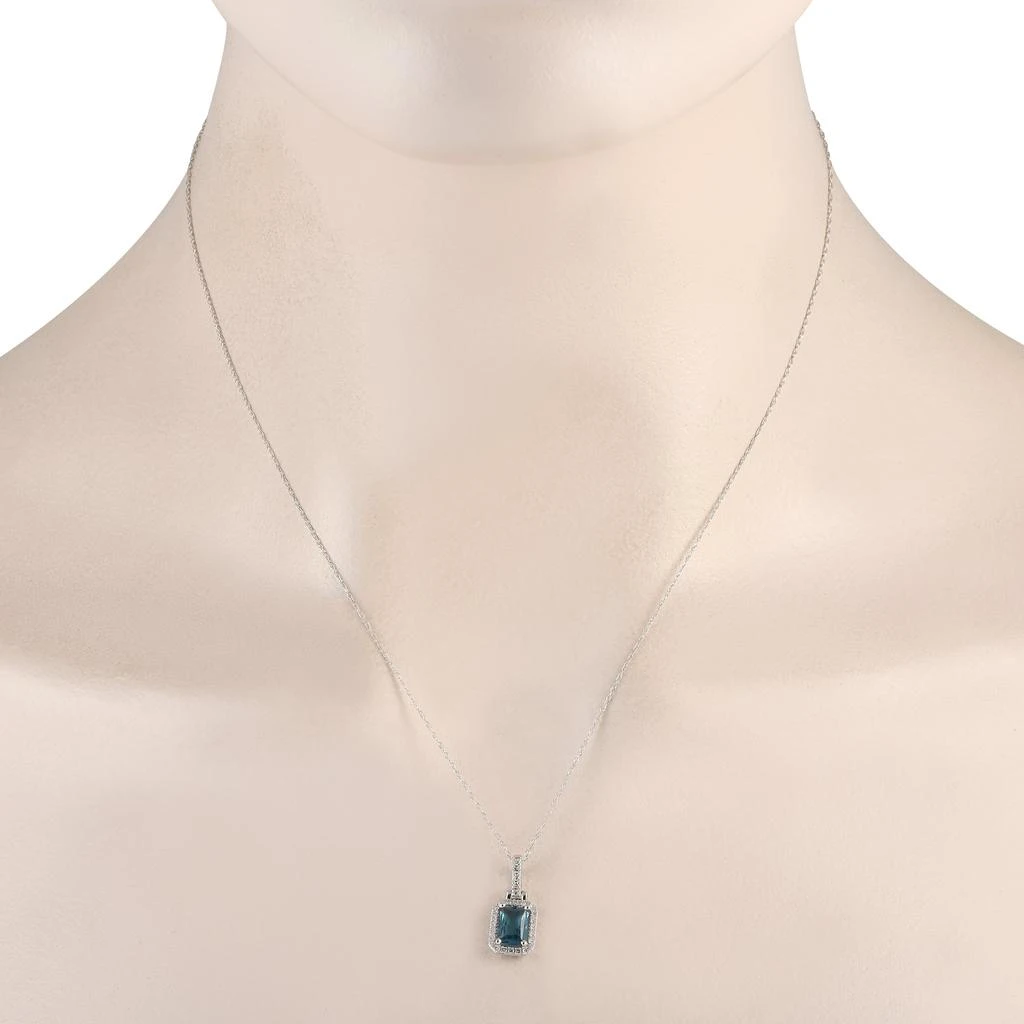 商品LB Exclusive|14K White Gold 0.12ct Diamond and Blue Topaz Pendant Necklace PD4-15501WBT,价格¥2356,第2张图片详细描述