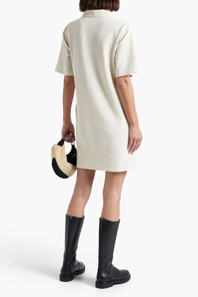 Waffle-knit cotton-blend mini shirt dress商品第3张图片规格展示