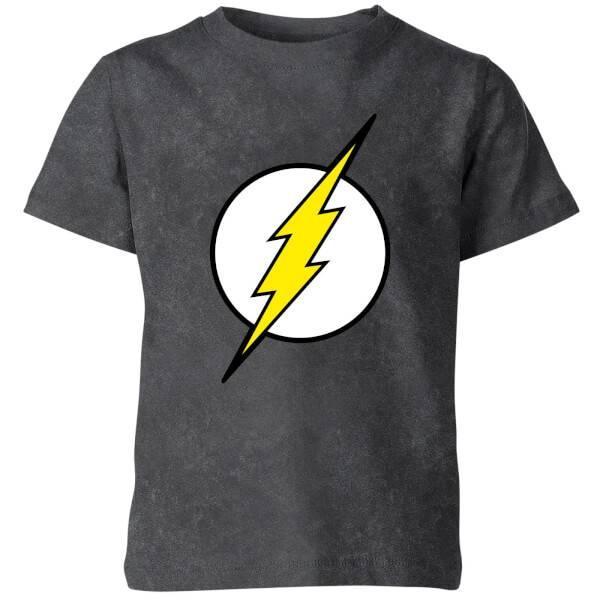 商品Justice League|Justice League Flash Logo Kids' T-Shirt - Black Acid Wash,价格¥133,第1张图片