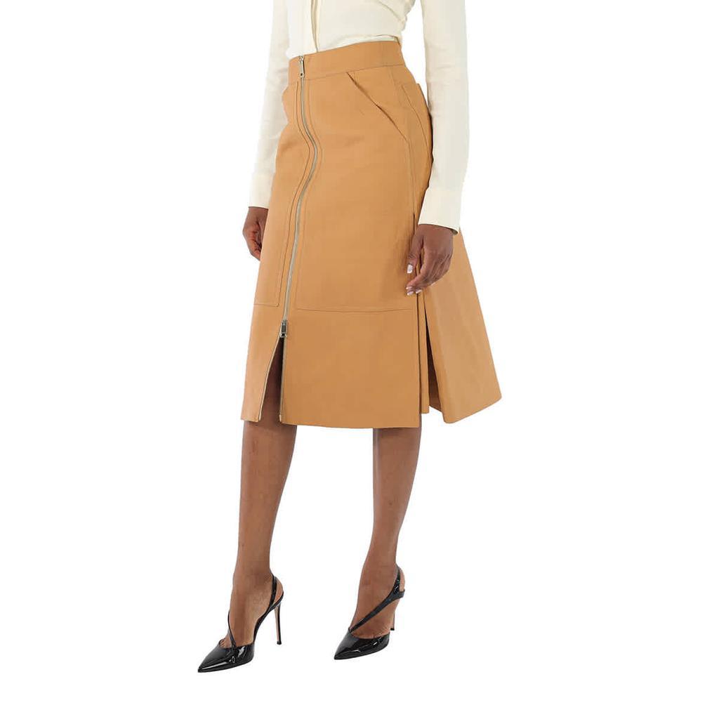 商品Burberry|Ladies Caramel Lambskin High-waisted Skirt,价格¥14136,第4张图片详细描述