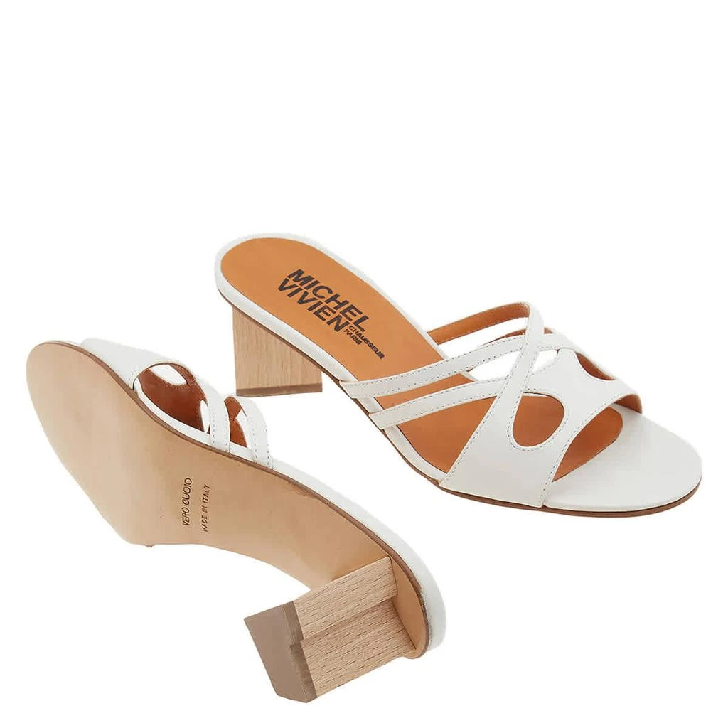 商品MICHEL VIVIEN|Ladies White Kalypso Mid-Heel Sandals,价格¥855,第2张图片详细描述