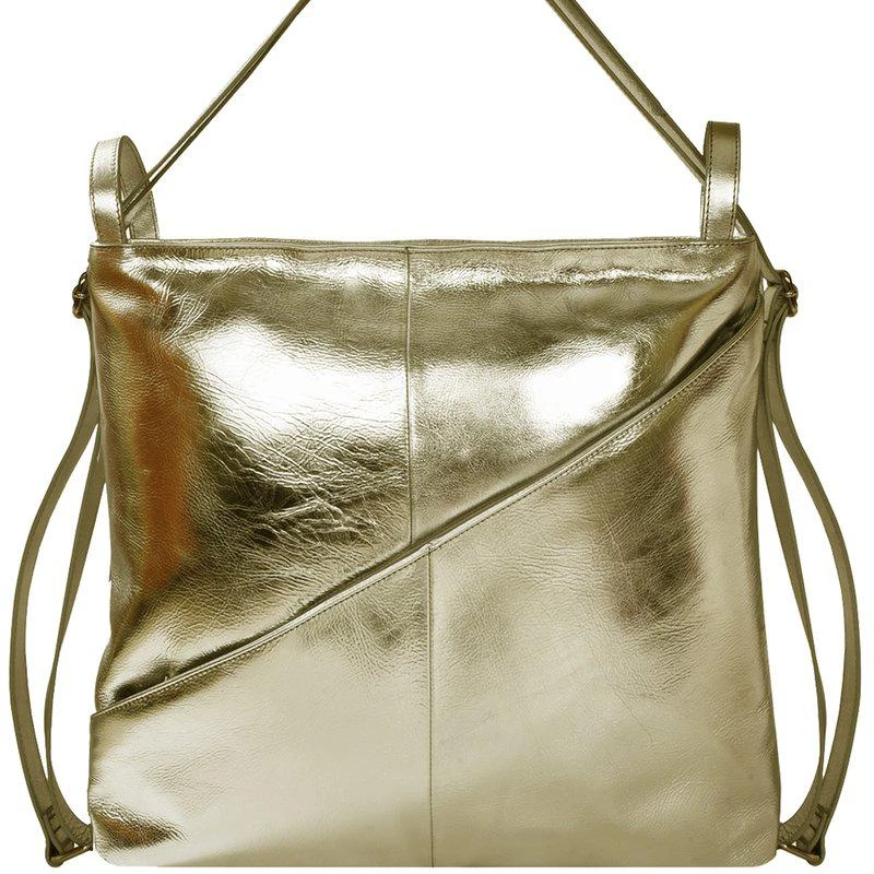 商品Brix + Bailey|Gold Metallic Leather Convertible Tote Backpack,价格¥1134,第1张图片