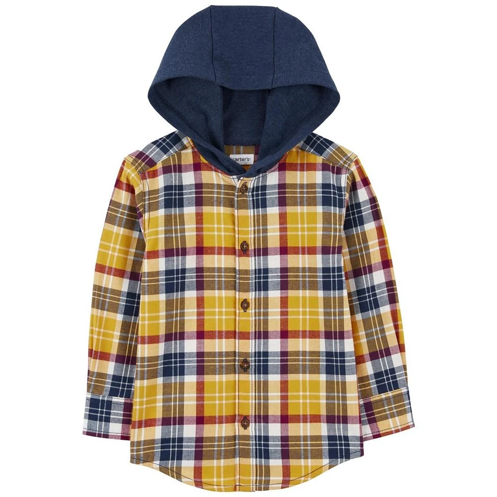 商品Carter's|Toddler Boys Hooded Flannel Button Front Shirt,价格¥103,第2张图片详细描述