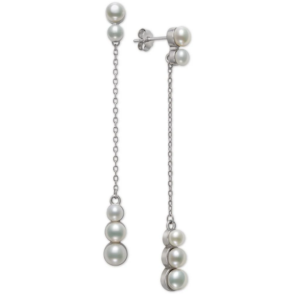 商品Belle de Mer|Cultured Freshwater Button Pearl (4-6mm) Linear Chain Drop Earrings in Sterling Silver, Created for Macy's,价格¥2045,第1张图片