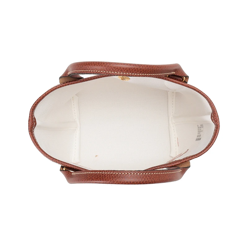 商品[国内直发] Longchamp|珑骧 Le Pliage Paris 15 草编亚麻布拼牛皮 LOGO刺绣拼色饺子包单肩包手提包 迷你 女款 卡其色拼棕色,价格¥3055,第7张图片详细描述