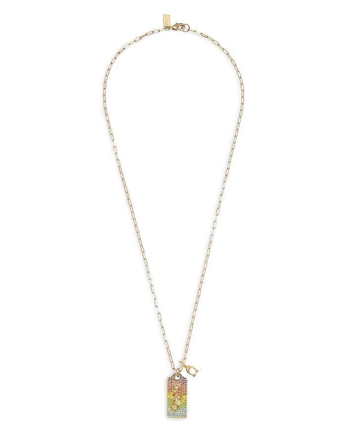 商品Coach|Signature Multicolor Pavé Logo Tag Pendant Necklace in Gold Tone, 22",价格¥937,第2张图片详细描述