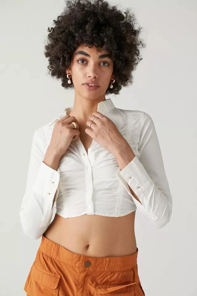 商品Urban Outfitters|UO Jolie Ruched Button Down Top,价格¥78,第1张图片