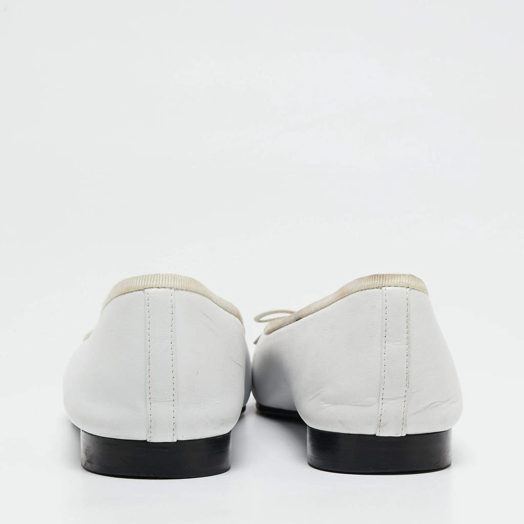 商品[二手商品] Chanel|Chanel  White/Black Leather  CC Cap toe Ballet Flats Size 41,价格¥4400,第5张图片详细描述
