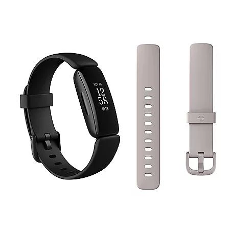 商品Fitbit|Fitbit Inspire 2 Bundle - Black Watch, Black Band (L/S, 1 Clasp), White Bonus Band (L/S, 2 clasps),价格¥409,第1张图片