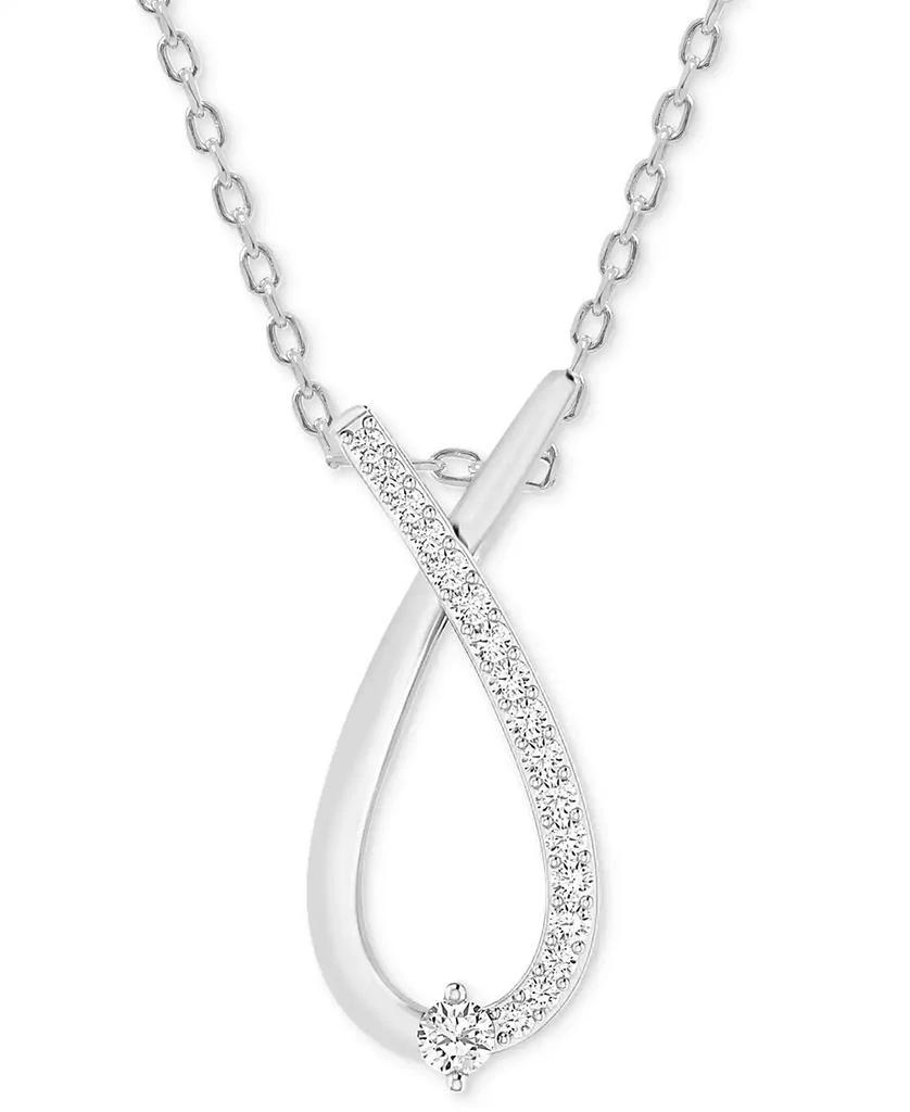 商品Macy's|2-Pc. Set Diamond Pendant Necklace & Matching Earrings Set (1/2 ct. t.w.) in Sterling Silver,价格¥1834,第2张图片详细描述