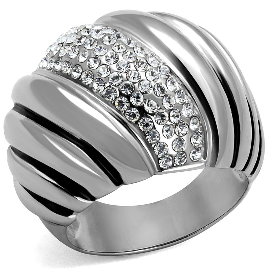 Rhodium-Messingring mit Zirkonia in AAA-Qualität, klar image 2