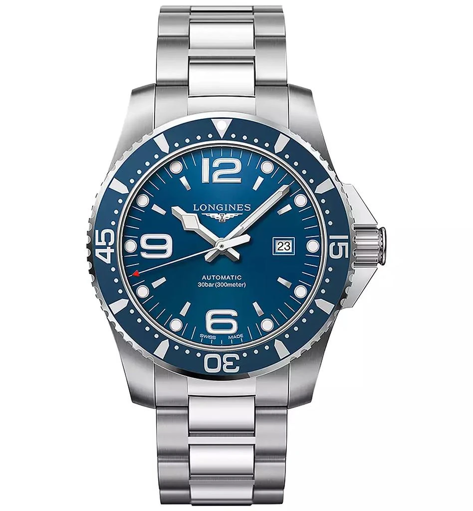 商品Longines|Men's Swiss Automatic HydroConquest Stainless Steel Bracelet Watch 44mm,价格¥10412,第1张图片