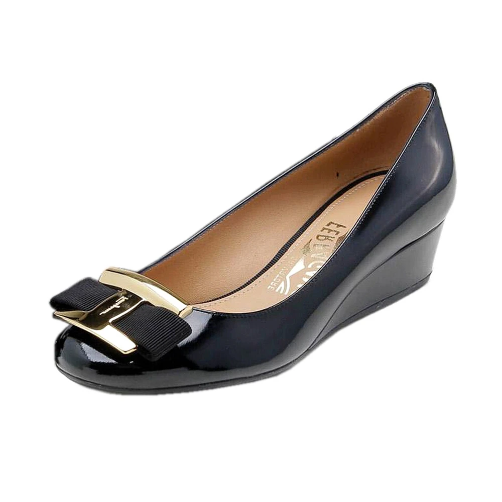 SALVATORE FERRAGAMO 黑色女士坡跟鞋 0592353 商品