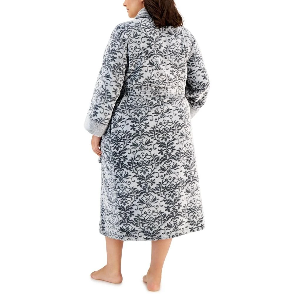 商品Charter Club|Plus Size Plush Floral Scroll Wrap Robe, Created for Macy's,价格¥296,第2张图片详细描述