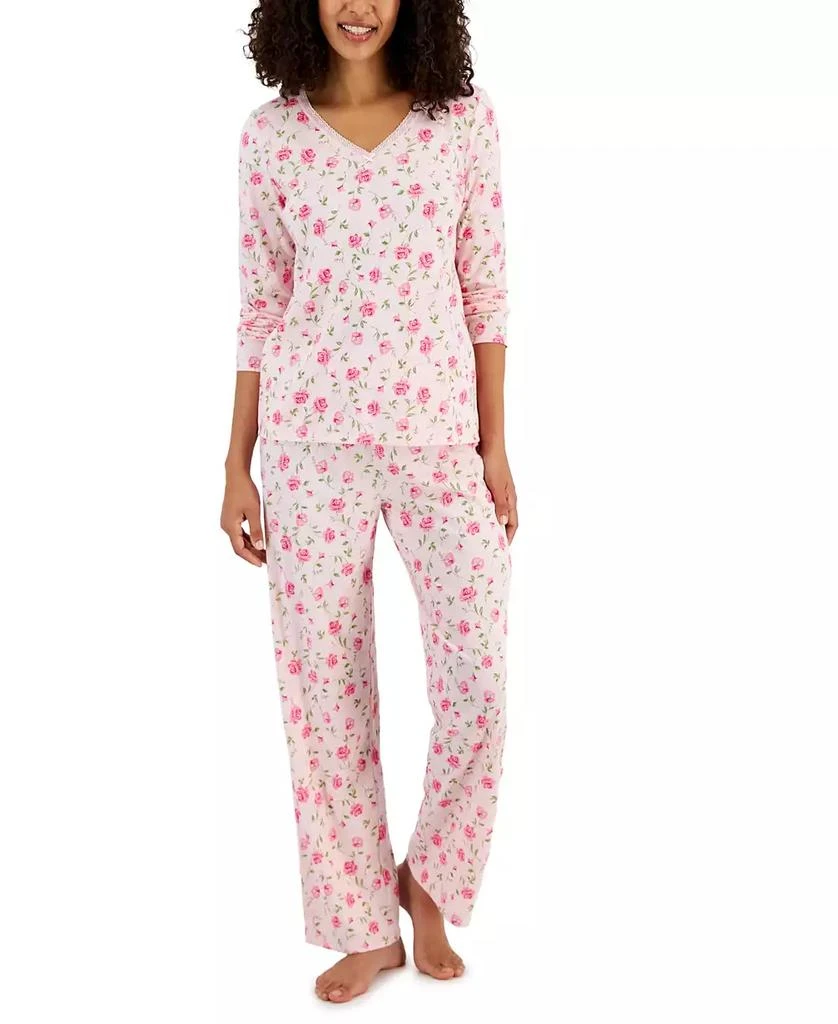 商品Charter Club|Women's Cotton Long-Sleeve Lace-Trim Pajamas Set, Created for Macy's,价格¥299,第1张图片
