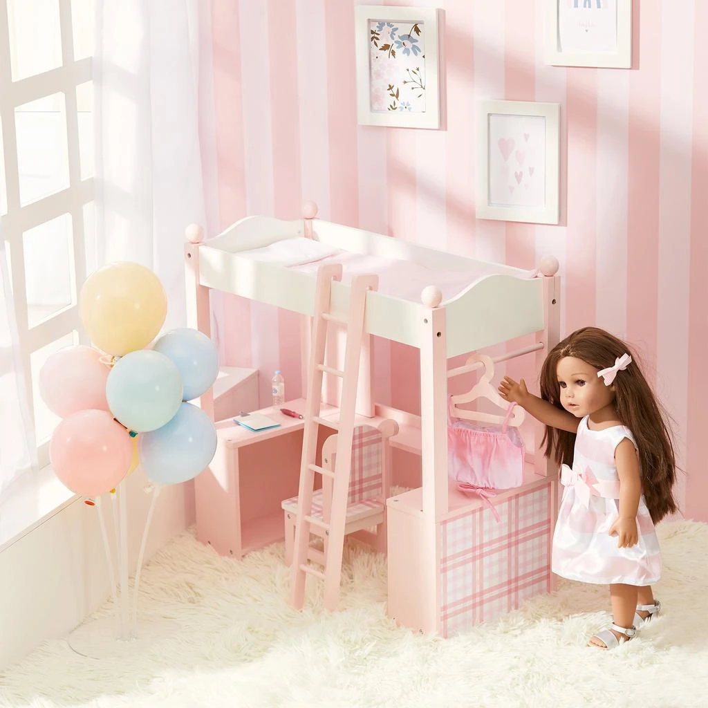 商品Teamson|Sophia’s Loft Bed, Desk, Chair, & Accessories for 18" Dolls, Pink,价格¥456,第2张图片详细描述