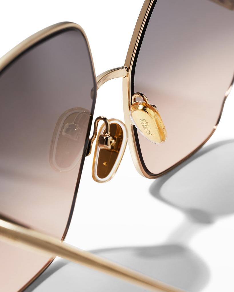 Oversized Geo Rectangle Metal Sunglasses商品第5张图片规格展示