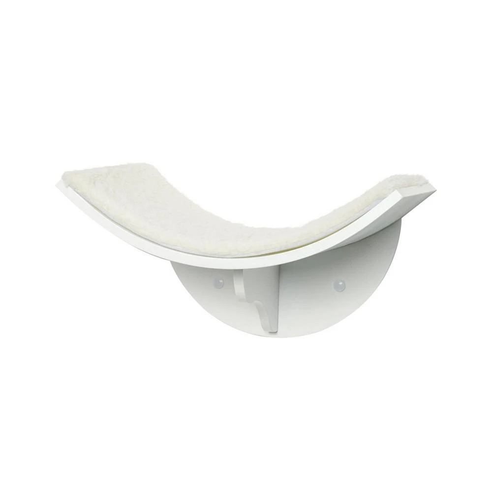 商品PawHut|Wood Wall-Mounted Curved Cat Shelves Kitten Perch Climber Bed White,价格¥423,第2张图片详细描述