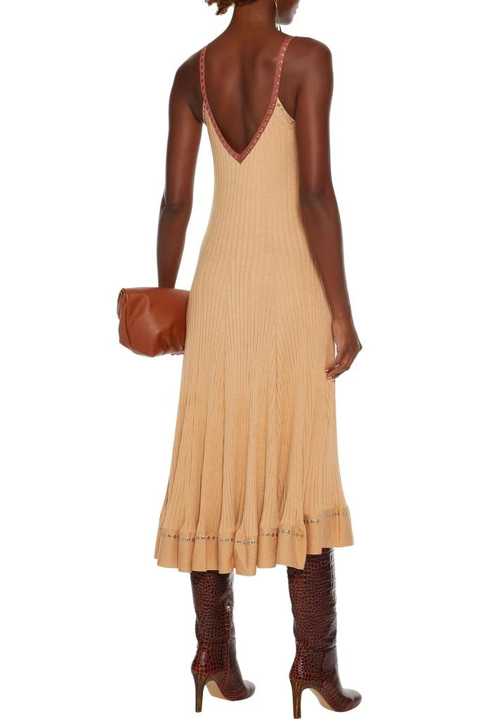 商品Chloé|Eyelet-embellished ribbed silk-blend midi dress,价格¥4126,第3张图片详细描述
