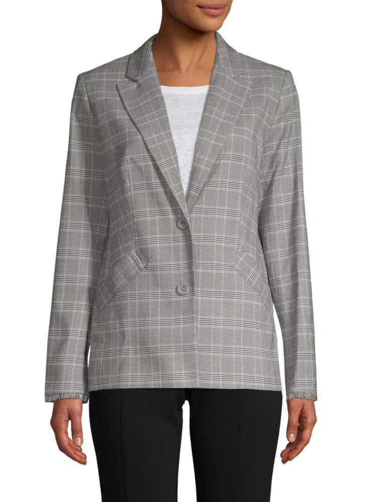 商品Laundry by Shelli Segal|Fringe-Trimmed Plaid Jacket,价格¥280,第1张图片