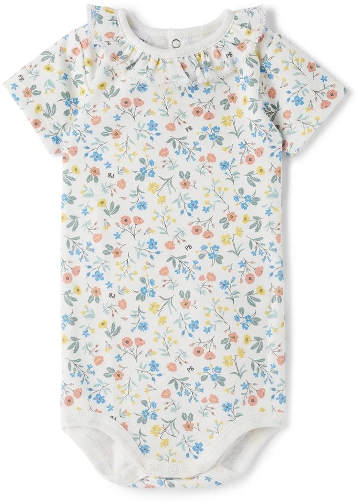 商品PETIT BATEAU|Baby White Floral Print Bodysuit,价格¥133,第1张图片