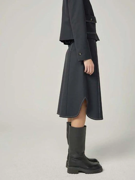 商品AVA MOLLI|Stitch Detail Zip Skirt_Navy,价格¥1385,第4张图片详细描述