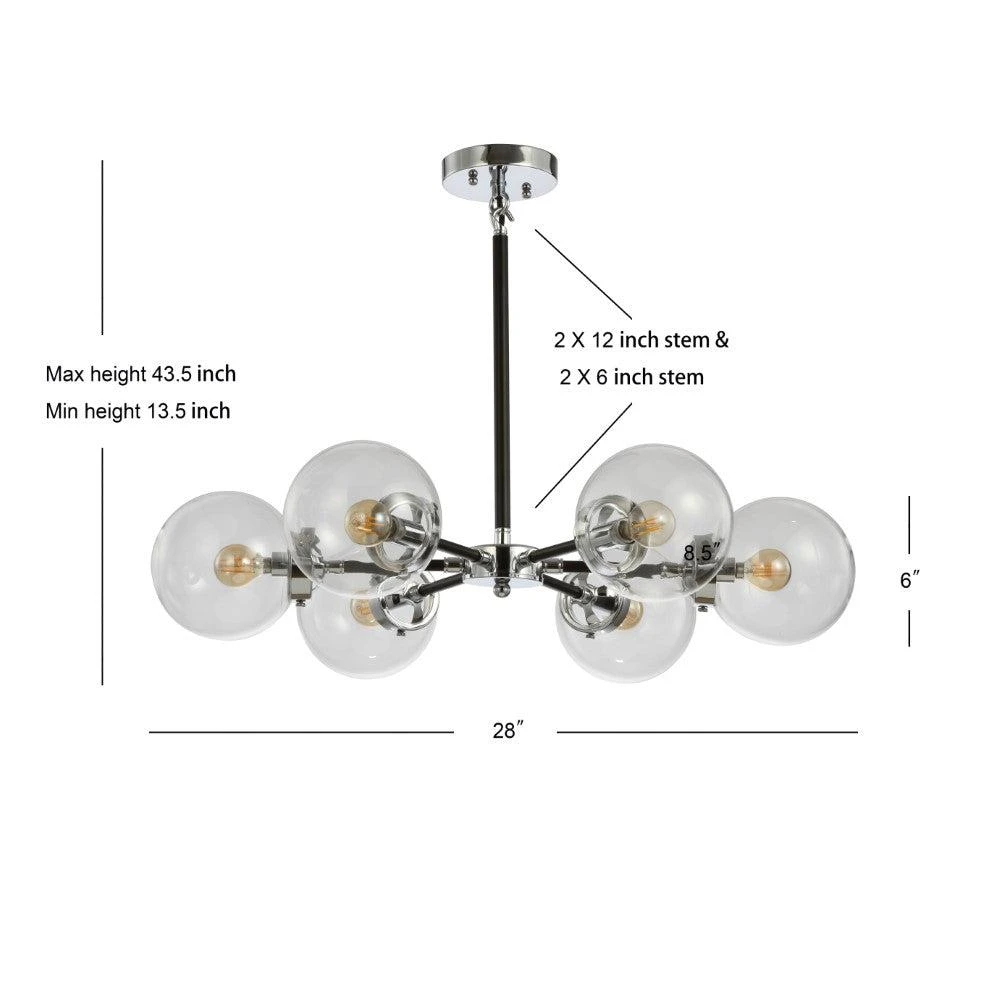 商品JONATHAN Y|Caleb 6-Light 28" Brass Cluster Chandelier,价格¥2322,第5张图片详细描述