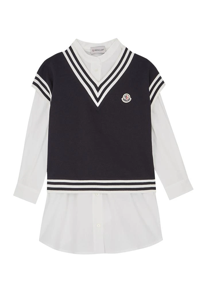 商品Moncler|KIDS Navy and white cotton shirt and vest set (4-6 years),价格¥1795,第1张图片