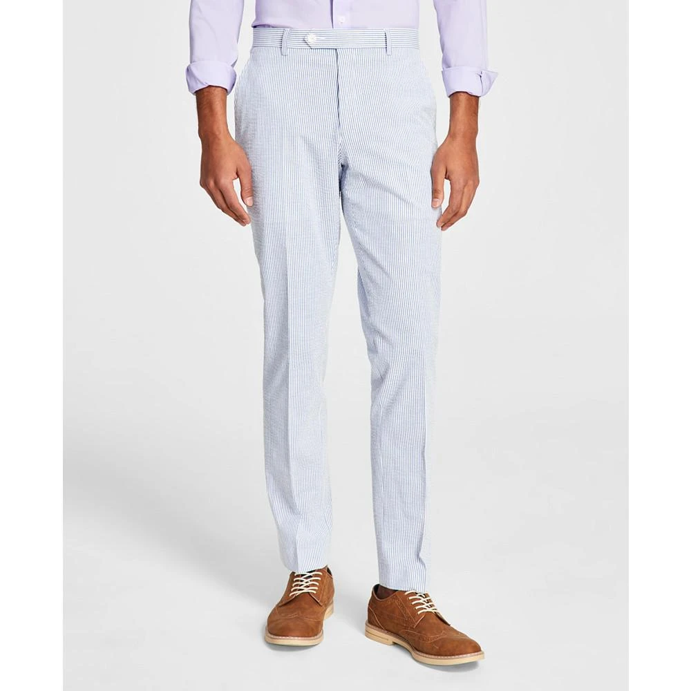商品Tommy Hilfiger|Men's Modern-Fit THFlex Stretch Blue/White Stripe Seersucker Suit Pants,价格¥399,第2张图片详细描述