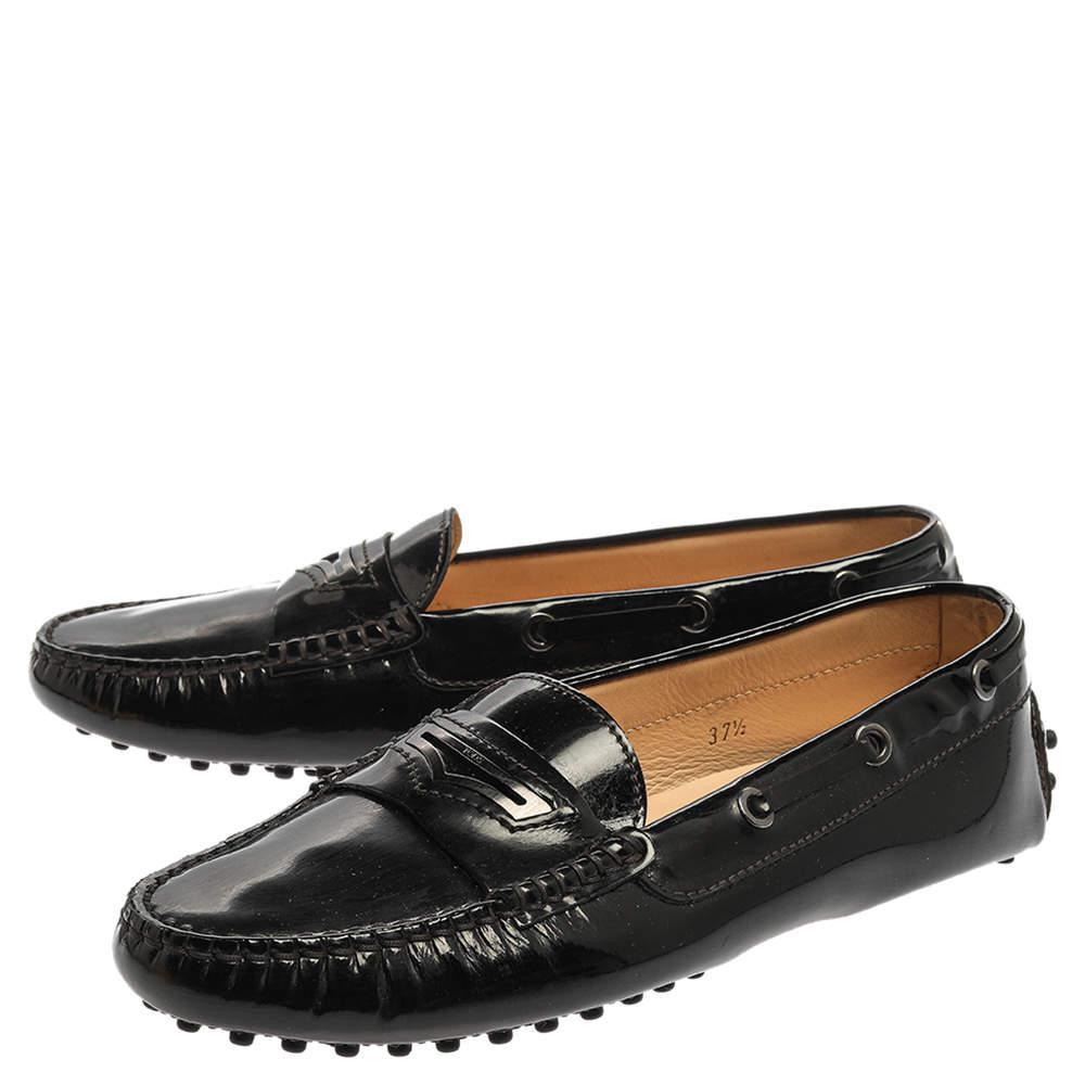 商品[二手商品] Tod's|Tod's Black Patent Leather Penny Slip On Loafers Size 37.5,价格¥1711,第6张图片详细描述