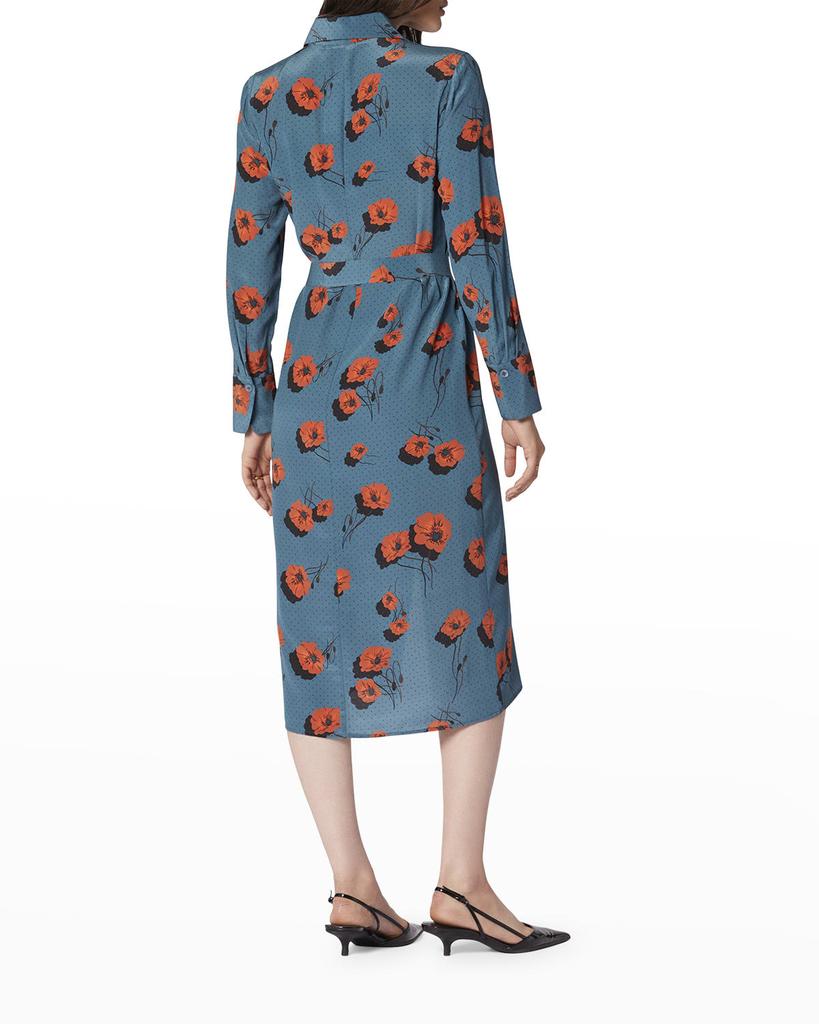 Crysta Polka-Dot Floral-Print Midi Dress商品第3张图片规格展示