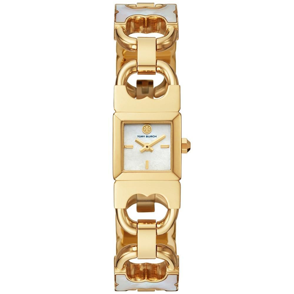 商品Tory Burch|Women's Double T-Link White & Gold-Tone Stainless Steel Bracelet Watch 22mm,价格¥2389,第1张图片