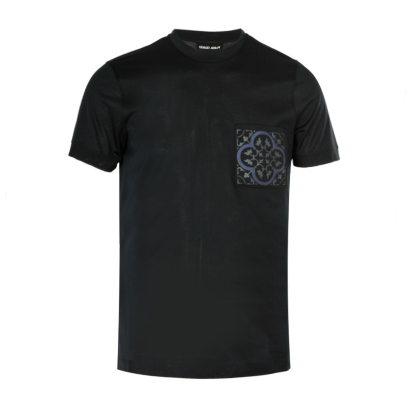 Giorgio Armani 乔治·阿玛尼 新款男士印花深蓝色圆领短袖T恤 3YST67-JHDZ-0924商品第2张图片规格展示