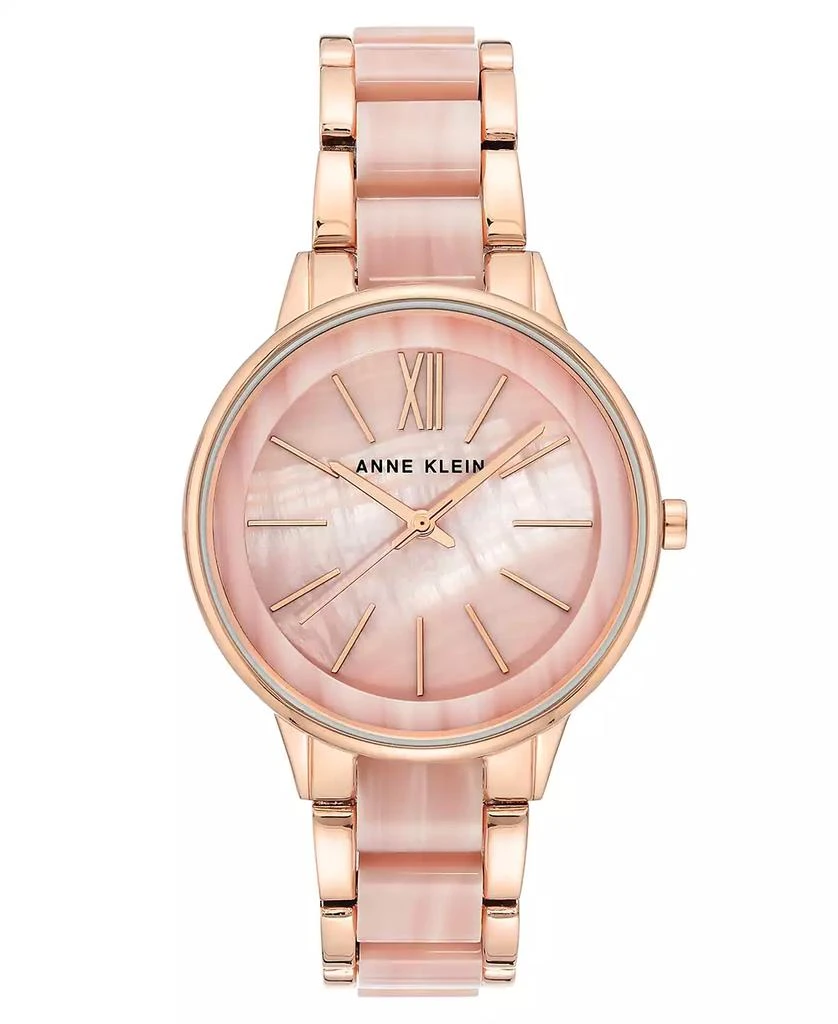 商品Anne Klein|Women's Rose Gold-Tone & Pink Marble Acrylic Bracelet Watch 37mm,价格¥337,第1张图片