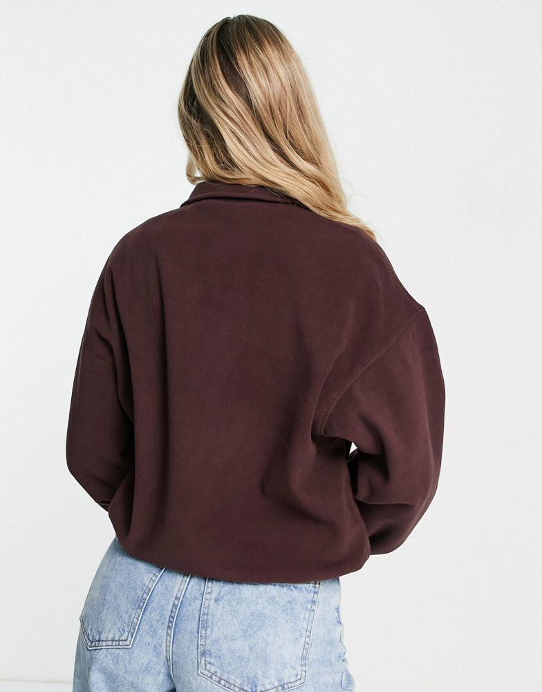 商品ASOS|ASOS DESIGN oversized half zip fleece in burgundy,价格¥254,第4张图片详细描述