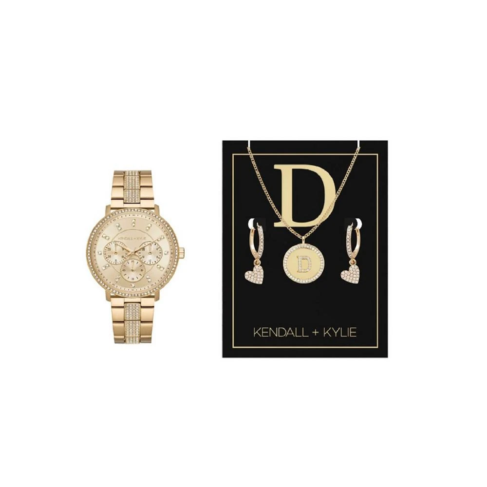 商品KENDALL & KYLIE|Women's Analog Shiny Gold-Tone Metal Alloy Bracelet Watch 38mm Gift Set,价格¥150,第2张图片详细描述
