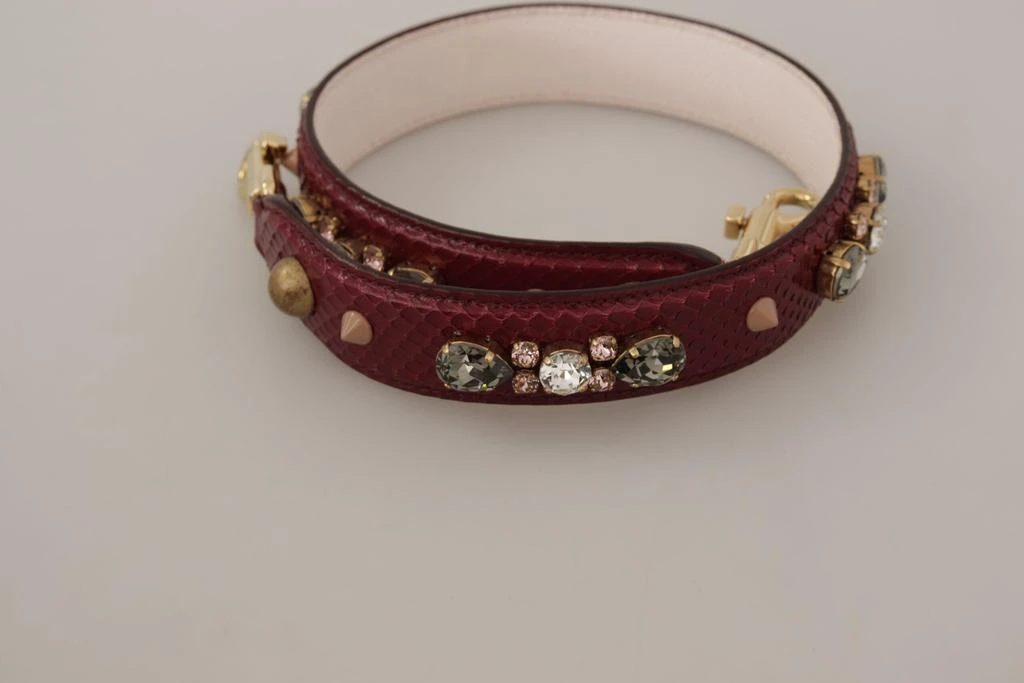 商品Dolce & Gabbana|Dolce & Gabbana Bordeaux Leather Crystals Bag Shoulder Strap,价格¥3059,第4张图片详细描述