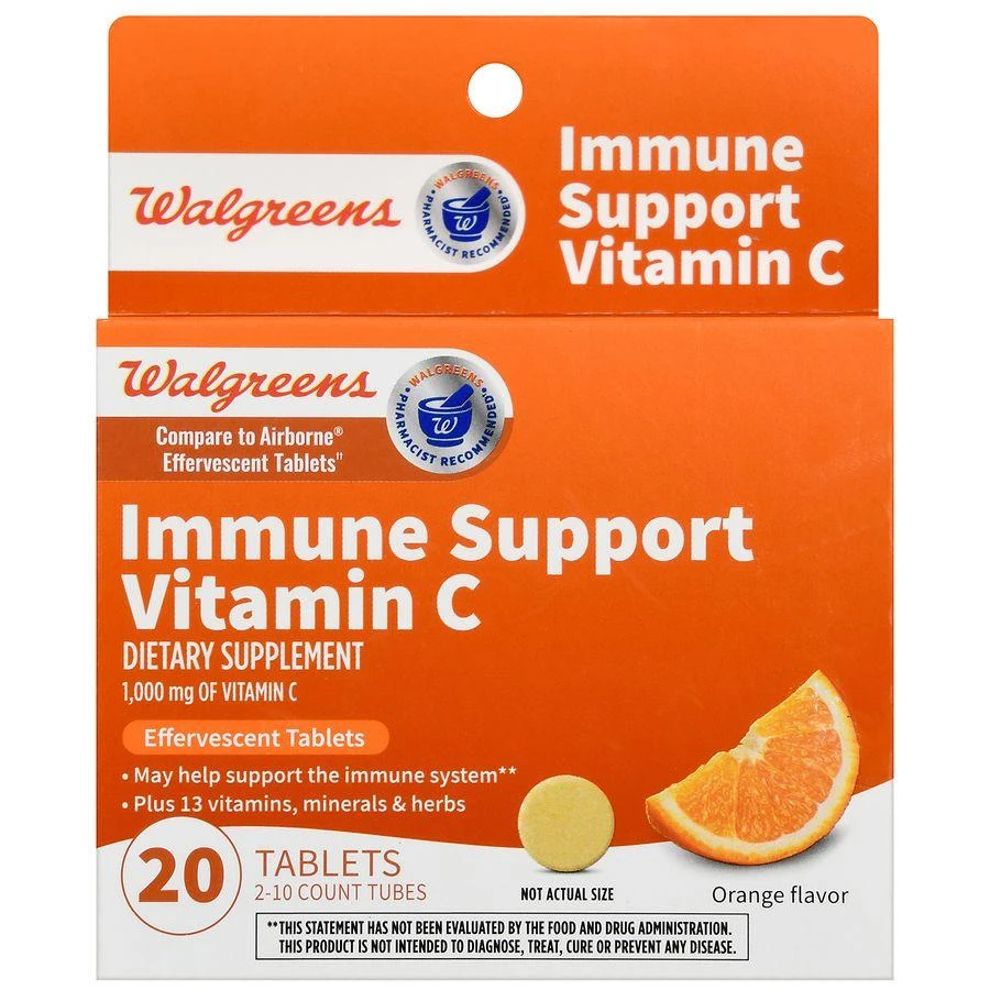 商品Walgreens|Immune Support Vitamin C 1000 mg Tablets (20 days) Orange,价格¥101,第2张图片详细描述