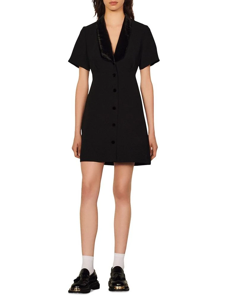 商品Sandro|Helena Velvet-Trim Minidress,价格¥1388,第2张图片详细描述