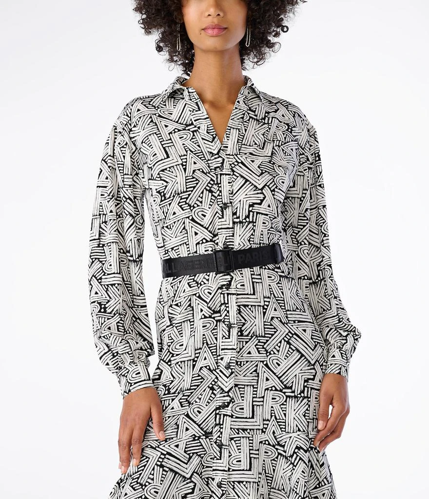 商品Karl Lagerfeld Paris|LOGO BELTED BUTTON DOWN MIDI DRESS,价格¥806,第3张图片详细描述