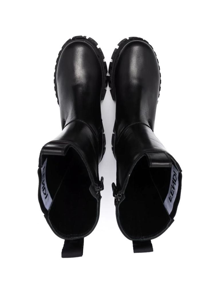 Fendi Black Leather Junior Biker Boots商品第4张图片规格展示