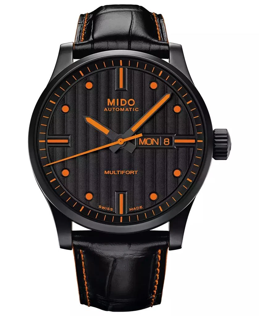 商品MIDO|Men's Swiss Automatic Multifort Black Leather Strap Watch 42mm,价格¥9115,第1张图片