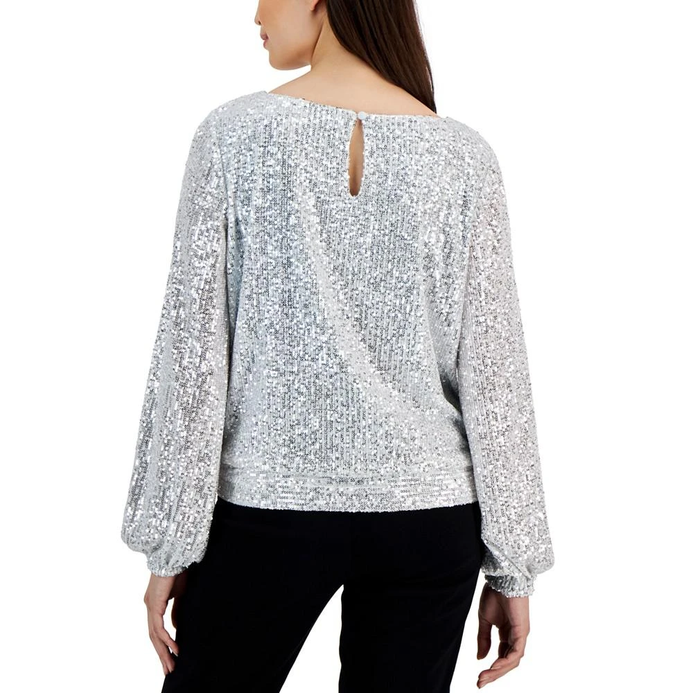 商品Tahari|Women's Long-Sleeve Tie-Hem Sequin Blouse,价格¥408,第2张图片详细描述