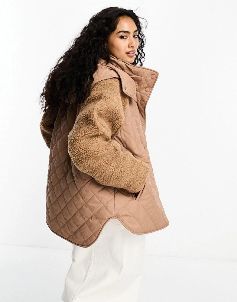 商品In Wear|InWear Citoria padded and borg hooded jacket in camel,价格¥552,第2张图片详细描述