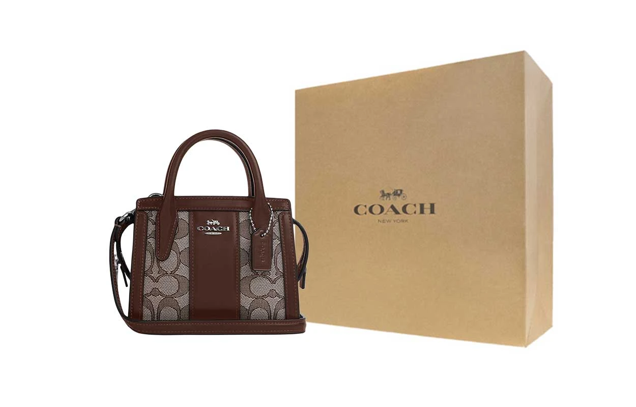商品[国内直发] Coach|蔻驰 Carryall 15 品牌徽标拉链闭合 精致小牛皮 单肩斜挎手提包 迷你 女款 橡木拼��枫木,价格¥1457,第7张图片详细描述